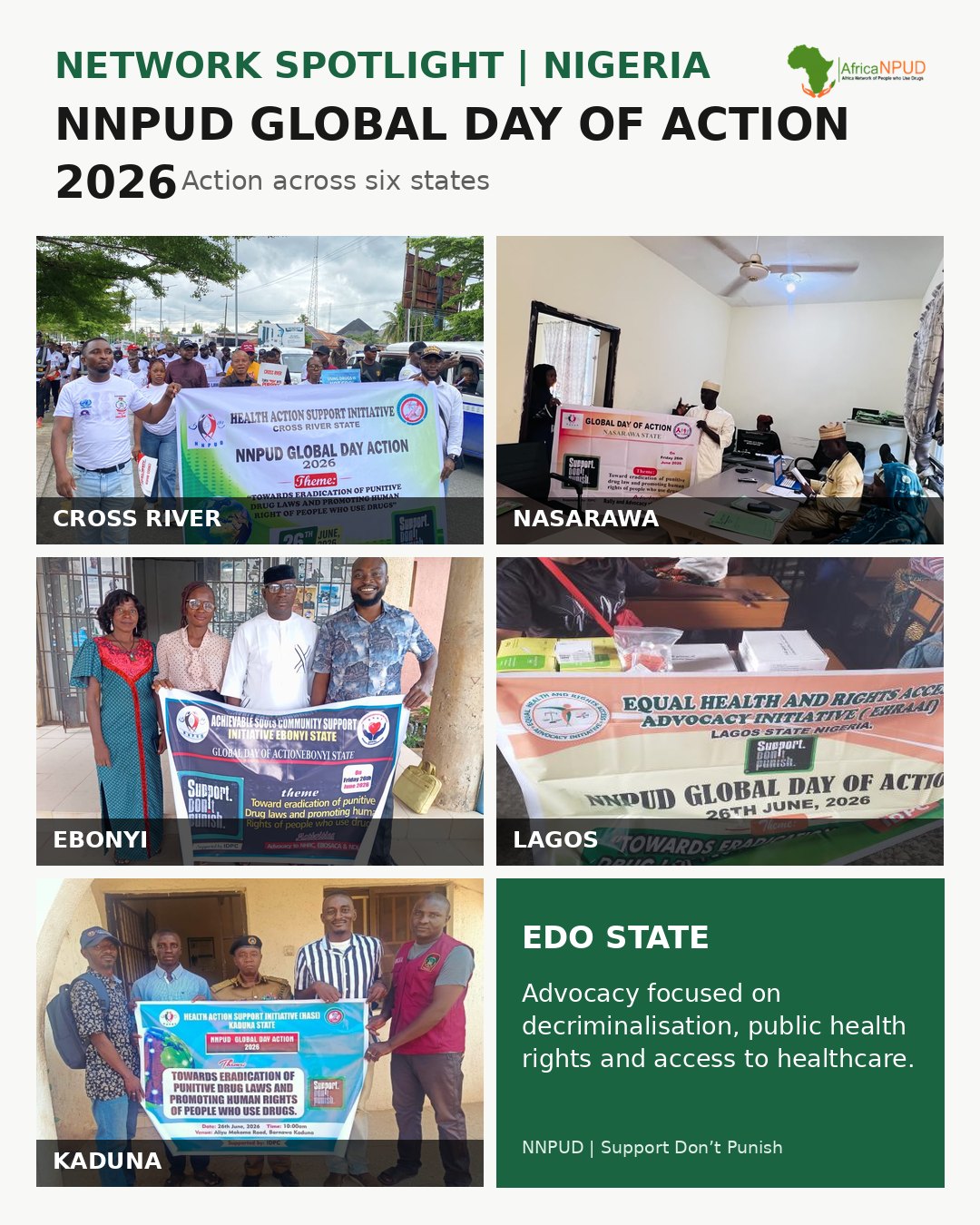 HASI, NNPUD members and civil society partners participate in the 2026 Support Don’t Punish Global Day of Action in Cross River State, Nigeria.